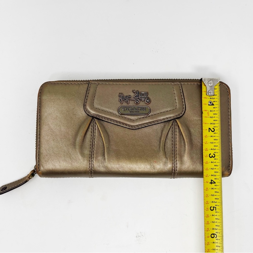 Coach Madison Accordion Zip Clutch Wallet Metallic Leather Card Organizer Large - Picture 14 of 14
